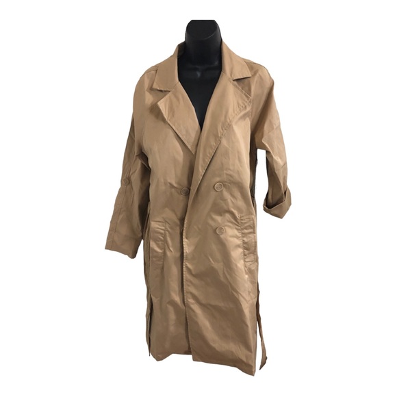 Haute Monde classic tan belted trench coat size small new - Picture 14 of 14